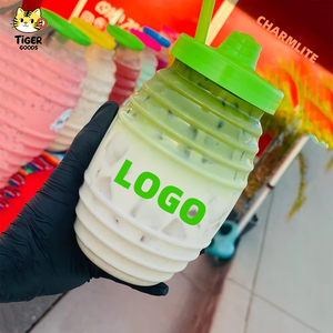 TGYW 16oz 32oz Jarra de Plástico Tradicional Mexicana para Jugo de Frutas, Mini Vitroleros Aguas Frescas con Pajita y Tapa - Product Image 1