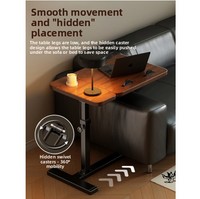 Table de Chevet Portable Minimaliste Moderne en MDF, Bureau d'Ordinateur/Écriture pour Salon, Poste de Travail Pliant Réglable et Élévateur avec Roulettes