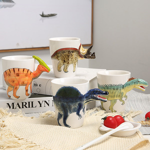 แก้วเซรามิค 3 มิติ ลายเสือ แก้วเซรามิคเพ้นท์ลายไดโนเสาร์ แก้วกาแฟมีหูจับ - Product Image 3