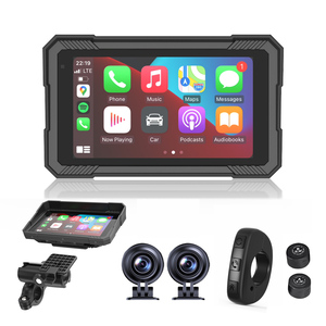 Support détachable pour moto 5'' avec CarPlay, Android Auto sans fil, caméra double DVR 1080P, étanche IP67, GPS ZC11E+TPMS - Product Image 1