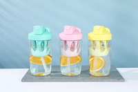 Vente d'usine sans BPA Gym bouteille d'eau Logo personnalisé Portable sport Shaker tasse paille pour activités de plein air verres en plastique