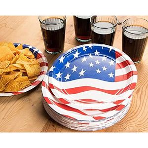 4th of July <b>Plates</b> 9 Inch Patriotic Dinnerware Tableware for BBQ American Flag Party Supplies - Product Image 5