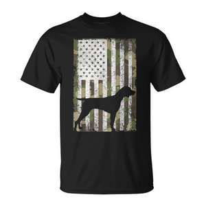 Camiseta con estampado de bandera americana de camuflaje para hombre, color negro, talla mediana, de German Shorthaired Pointer - Product Image 1