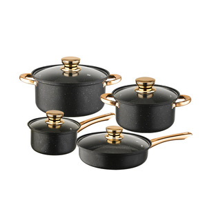 Maifan Stone Cookware Set 8Pcs Gold <b>Handle</b> Non-Stick Frying <b>Pan</b> Oven Safe Hand Wash Only - Product Image 4