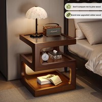 Yxg Table de chevet multifonctionnelle de style nordique, mini étagère en bois massif, table à thé noire ton noyer pour chambre à coucher