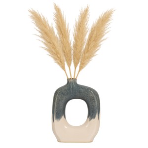 Vaso in Ceramica Curvo con Ritagli, Design Bicolore per Arredamento Soggiorno, Camera da Letto, Ufficio - Product Image 2
