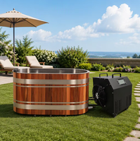 Baignoire de trempage à froid en bois en forme de U pour extérieur, en cèdre rouge, pour thérapie par le froid, avec sauna assorti pour spa à domicile