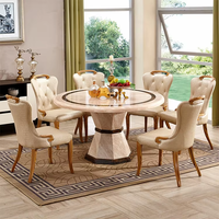 Ensemble de tables à manger rondes de style nordique, design écologique, plateau en pierre frittée marbrée, pieds en bois, pour la maison et l'hôtel