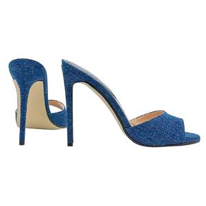 Mavi topuk sandalet sivri nefes astarı hafif yaz yüksek topuk katır yüksekliği artan katır - Product Image 3