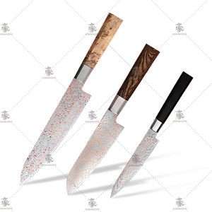 Bộ dao KEENHOPE 3 món Nhật Bản 57 lớp thép Damascus cầu vồng AUS10, cán gỗ mun, gỗ óc chó, gỗ phong vân - Product Image 1