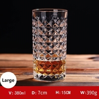 Verres Highball Classiques à Base Épaisse Motif Diamant avec Couvercle en Bambou – Ensemble Écologique Réutilisable pour Cocktails et Bar
