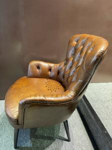 Sillón Wingback Vintage hecho a mano, silla de ocio de cuero genuino de estilo europeo con patas de Metal para el dormitorio o la sala de estar del hogar - Product Image 5