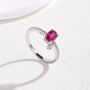 SGARIT custom Luxury Women's 14K <b>gold</b> Oval Ruby <b>Cocktail</b> <b>Ring</b> Pave Setting Engagement Party Jewelry LAB gemstone Jewelry - Product Image 6