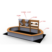 Siège de sable en bois en forme de bateau au design moderne avec volant pour aire de jeux extérieure, en bois massif avec couvercle de sécurité, mobilier pour enfants