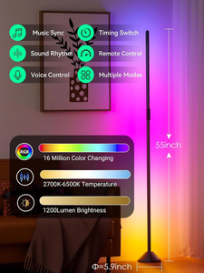 Lampada da Terra LED RGBIC Moderna DC12V 18W con Altezza Regolabile, Alta Luminosità e Telecomando Intelligente per Soggiorno e Camera da Letto - Product Image 2