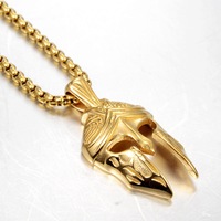 Nouveau Collier Tendance Hip-Hop Unisexe en Cuivre avec Pendentif Guerrier Spartan Chaîne Bambou Personnalisé pour Homme et Femme