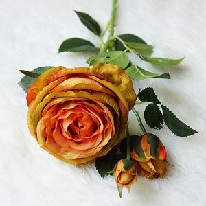 Roses artificielles à 3 têtes en soie, tige unique, très demandées, pour la décoration intérieure. - Product Image 4