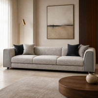 Canapé modulaire de luxe italien YUANCHANG en cuir artificiel, en forme de L, avec structure en bois de larch et d'eucalyptus, et pièces en acier inoxydable
