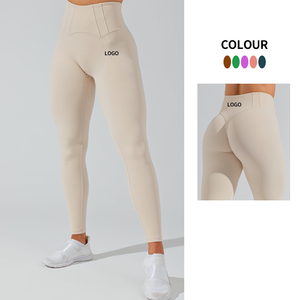 Vêtements de sport OEM, pantalon de yoga en nylon et élasthanne à carreaux, séchage rapide, taille élastique, coupe-vent, respirant, effet push-up, pour la salle de sport et l'entraînement - Product Image 3