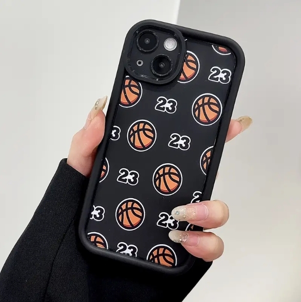 Tide Brand Basketball No.23 Phone case for iPhone 16 15 Pro Max 14 13 12 Candy Color Frosted Shockproof Shell Mobile Back Cover