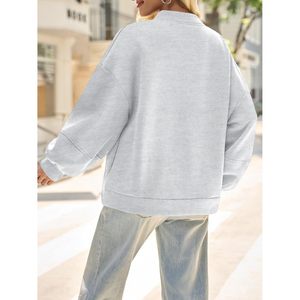Sudadera con cremallera para mujer, chaqueta bomber, manga farol, ropa exterior informal de otoño de gran tamaño - Product Image 5