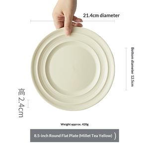 Assiette plate en céramique pour repas d'hôtel, vaisselle créative style INS, compatible micro-ondes, marque Xinwee, modèle XW-61, Lucerne sous glaçure - Product Image 6
