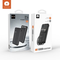 Batterie externe 10000mAh 22.5W 4-en-1 avec câble Micro Type-C & USB, affichage numérique LED, charge rapide, batterie Li-polymère