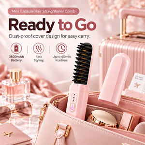Mini brosse lissante pour cheveux en forme de capsule, peigne de coiffage portable, lissage et bouclage en un seul geste, pour les voyages et la maison - Product Image 5