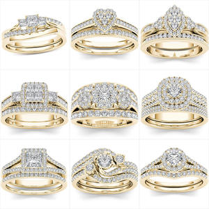 Ensemble d'anneaux de mariage plaqués or 9 pièces avec incrustations de zircon pour femmes, bijoux fins - Product Image 3
