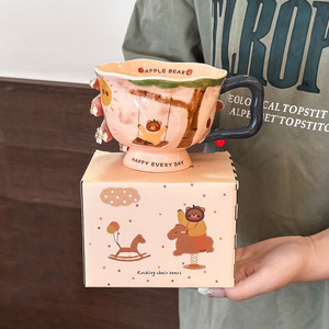 Taza de agua de cerámica artística creativa, nuevo estilo 2026, para mujer, oficina, hogar, desayuno, café - Product Image 4