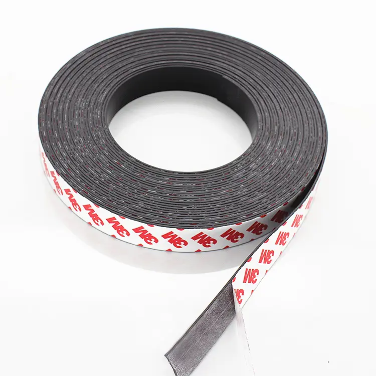 Custom Size Self Adhesive Neodymium Rubber Magnet Strip Thin Strong Magnet Strip 3M Flexible Magnetic Tape Roll