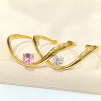 Bracelet jonc minimaliste en acier inoxydable plaqué or 18 carats, torsadé ondulé, avec zircon, ajustable, unisexe, pour anniversaire