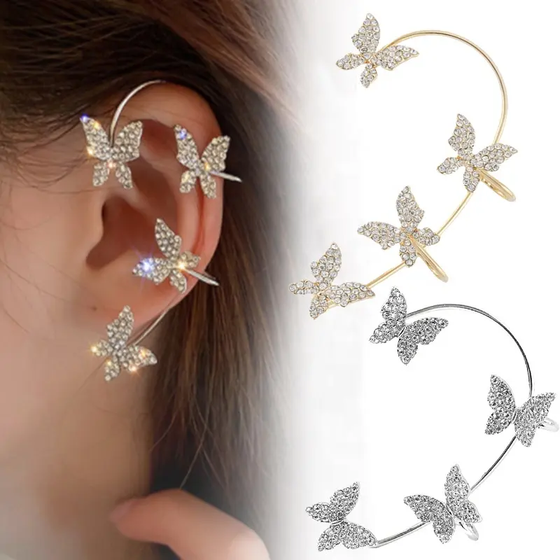Orecchini a farfalla in zircone placcato oro orecchini a polsino orecchini avvolgenti per ragazze donne