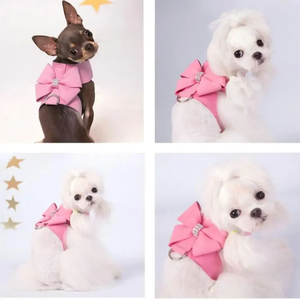 Bowknot <b>Pet</b> Dog <b>Harness</b> Soft Breathable Dog <b>Harnesses</b> with Walking Leash for Large Medium Small Dogs - Product Image 3