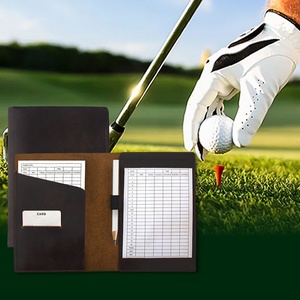 Personalized Vintage <b>Golf</b> Scorecard Yardage Book Holder Cover Custom Logo Cowhide Leather Boshiho - Product Image 2