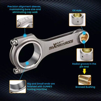 Disesuaikan Forged SAE 4340 Batang Penghubung Tempa + Baut ARP untuk Mazda Kecepatan 3 MZR 2,3l DISI Turbo 150,55mm Baru