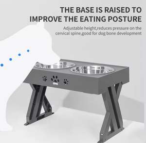 Alimentador Neater Elevado 3 Altura Ajustável Pet Dog Cat Duplo Aço Inoxidável Tigelas - Product Image 3