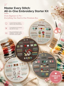 Kit <span class=keywords><strong>de</strong></span> Bordado <span class=keywords><strong>de</strong></span> Algodón DIY <span class=keywords><strong>de</strong></span> 4 Piezas para Principiantes Adultos, Práctica <span class=keywords><strong>de</strong></span> Más <span class=keywords><strong>de</strong></span> 30 Puntadas, Tema Floral, Muestras Estampadas para Coser a <span class=keywords><strong>Punto</strong></span> <span class=keywords><strong>de</strong></span> <span class=keywords><strong>Cruz</strong></span> - Product Image 1