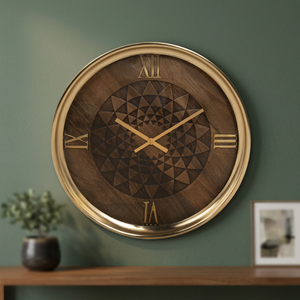 AK Brass Nautical Metal <b>Wall</b> <b>Clock</b> with Antique Style Brown & Gold Finish Needle Display Quartz Movement <b>for</b> <b>Living</b> <b>Room</b> - Product Image 4