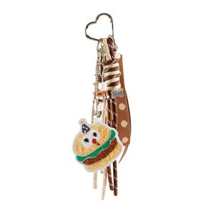 Patch brodé en tissu polyester motif chiot de dessin animé mignon et burger, accessoire pendentif en corde tressée, pendentif de sac de niche, porte-clés - Product Image 5