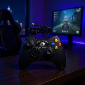 Manette de jeu filaire USB pour PC avec double vibration, compatible avec Xbox 360 et Windows 7/8/10/11, modèle noir D0100XFJX06 - Product Image 2