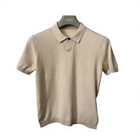 Polo en tricot à col Johnny pour homme avec logo personnalisé, tricot fin côtelé vertical, coton de qualité supérieure, style luxe discret
