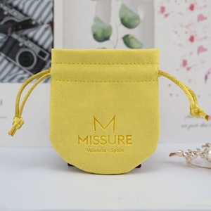 Pochette d'emballage pour bijoux en microfibre suédée sur mesure avec cordon de serrage en velours rond et logo - Product Image 2