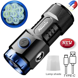 8x Led High Bright Mini Palm Small Flashlight Usb Charging Portable Home Fishing Hiking Camping Magnet Pocket Work light Torch