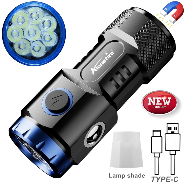 8x Led High Bright Mini Palm Small Flashlight Usb Charging Portable Home Fishing Hiking Camping Magnet Pocket Work Light Torch