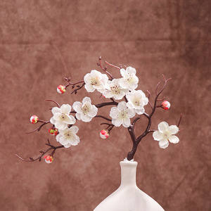 Composition florale décorative de fleurs de prunier artificielles, style chinois moderne, pour entrée, hiver, zen, bureau, salle de thé, ornement - Product Image 2
