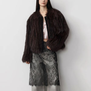 <strong>Lady</strong> Girl's Winter Fox Fur <strong>Coat</strong> Easy Casual Light Airy Artistic Vertical <strong>Car</strong> Strip Thick Lining Silk Breathable Trench - Product Image 3