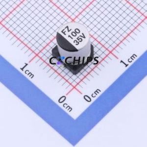 ตัวเก็บประจุอิเล็กโทรไลต์อะลูมิเนียมแบบ SMD รุ่น FZ100UF35V90RV0064 ขนาด D6.3xL7.7 มม. 100uF 20% 35V 230mA-120kHz - Product Image 1