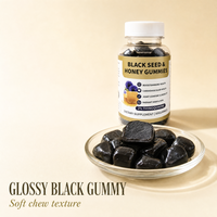 Gummies de Nigelle à Marque Blanche, Formule Miel Thymoquinone, Faible MOQ, 60 Comprimés