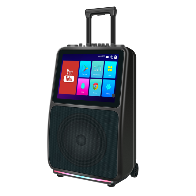 Latest 10 Inch Trolley Karaoke Speaker MIC 60W Touch Screen IPX4 Waterproof Built-in Mic for Outdoor Parties YouTube Video Play